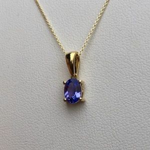 0.74ct Tanzanite Pendant and Chain 9k Yellow Gold  'CERTIFIED AA' - Beautiful!